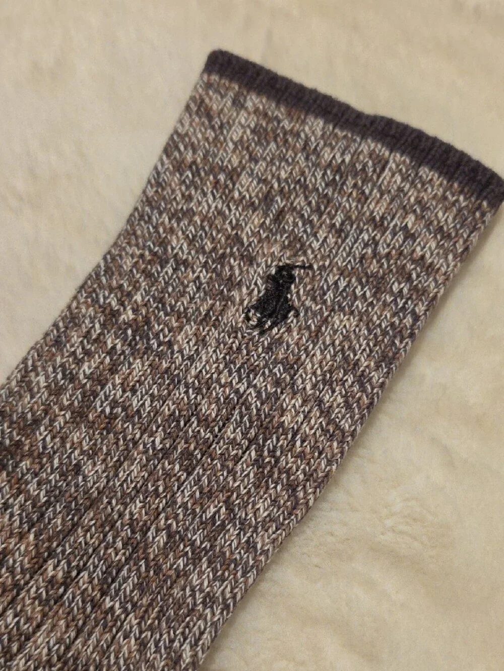Ralph Lauren Ribbed Marled Crew Socks - Brown (Men's)